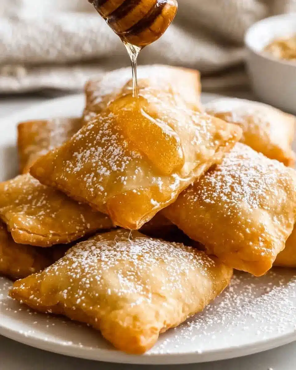 Delicious homemade sopapillas served with honey and powdered sugar