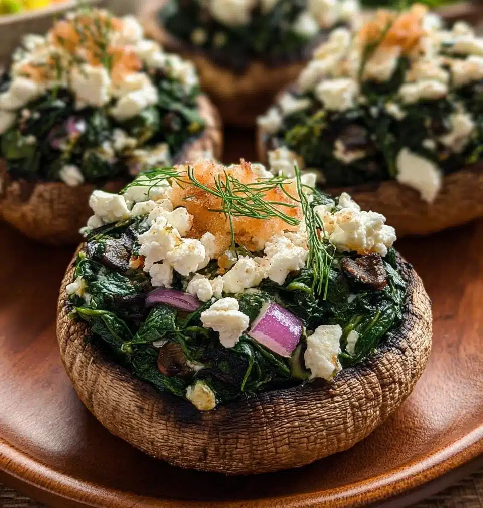 Greek Spinach and Feta Stuffed Mushrooms