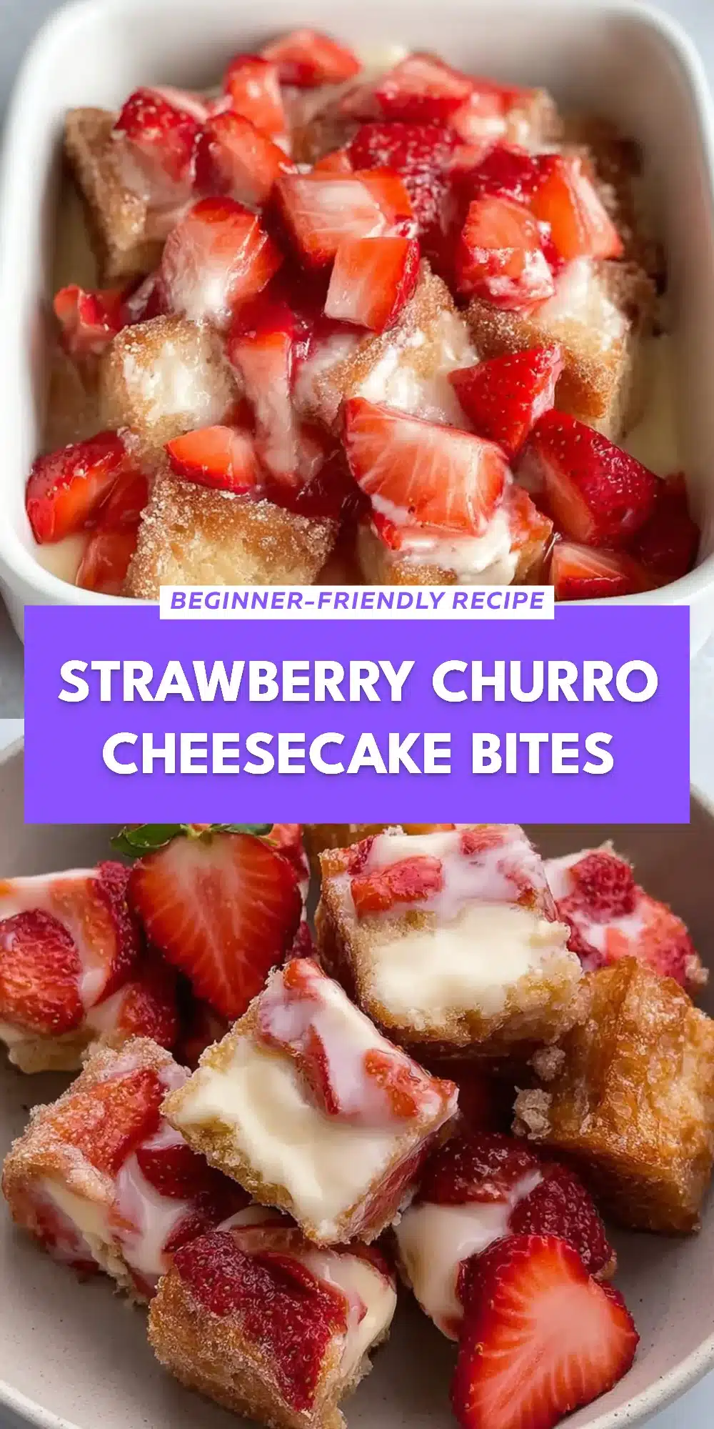Strawberry Churro Cheesecake Bites