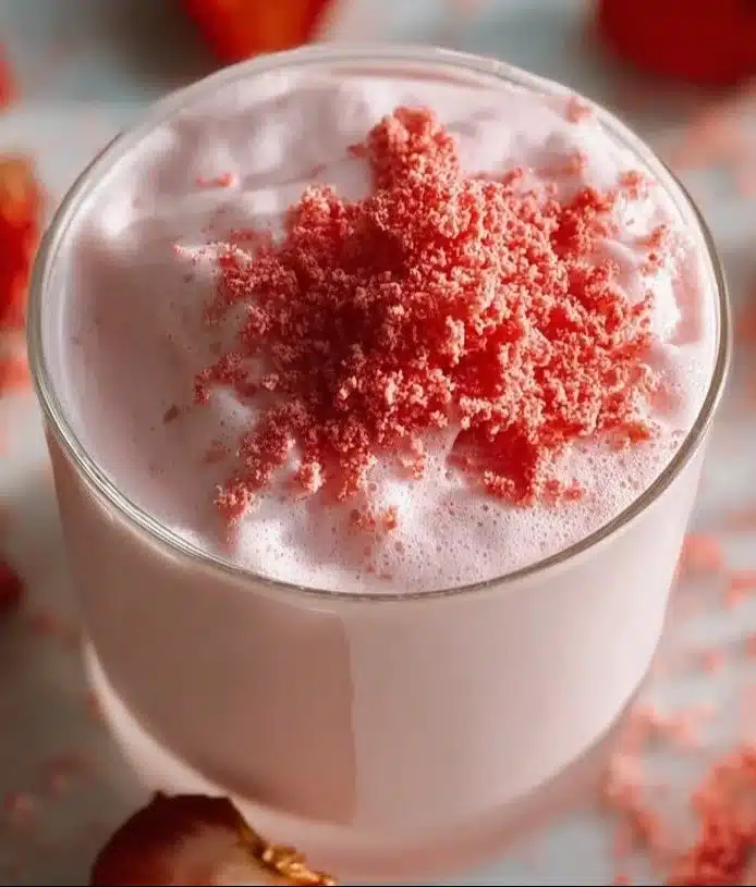 Delicious strawberry cold foam topping on a drink