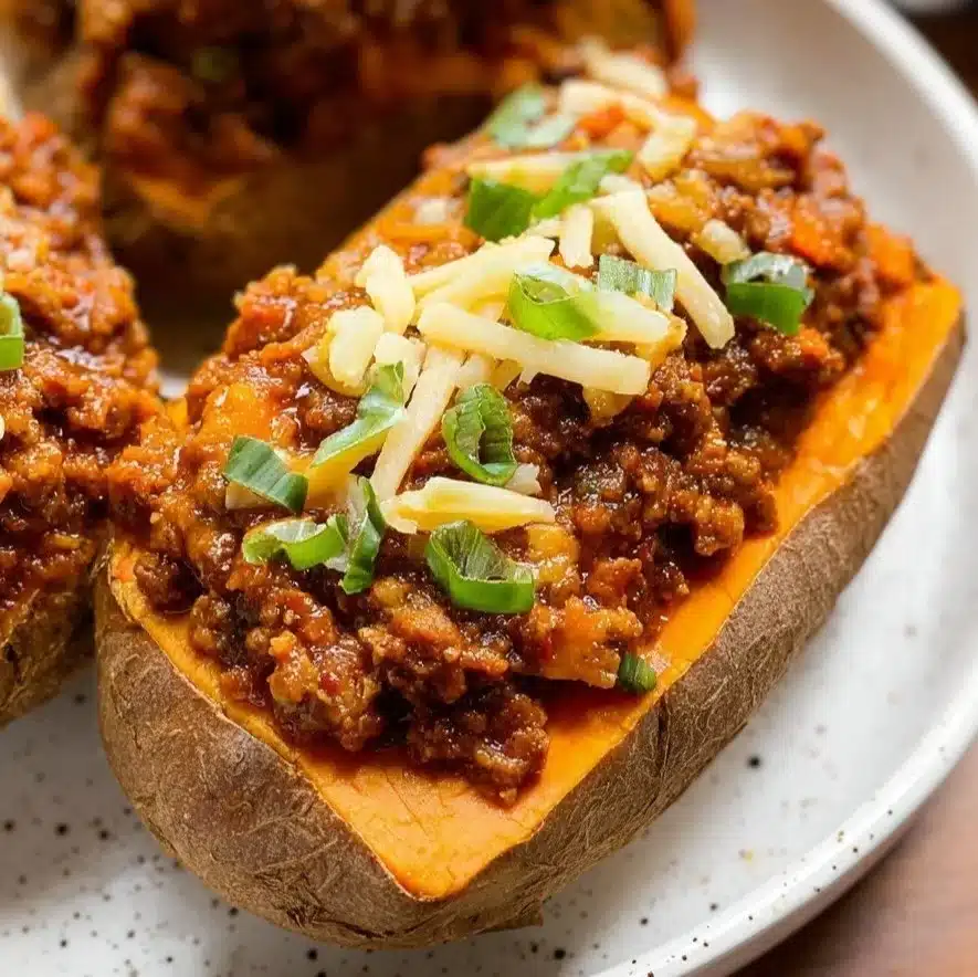 Delicious Sweet Potato Sloppy Joes served on a plate with toppings