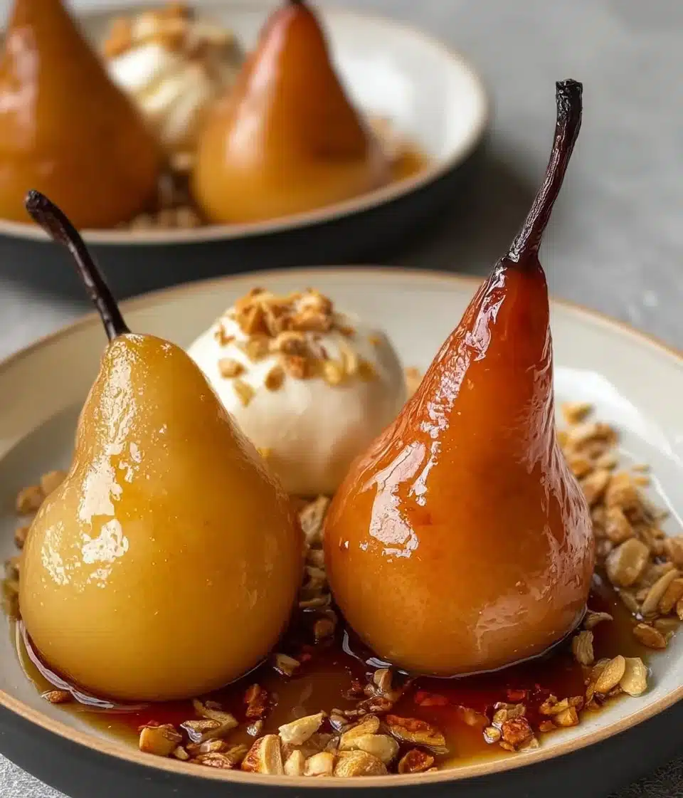 Vanilla Bourbon Poached Pears