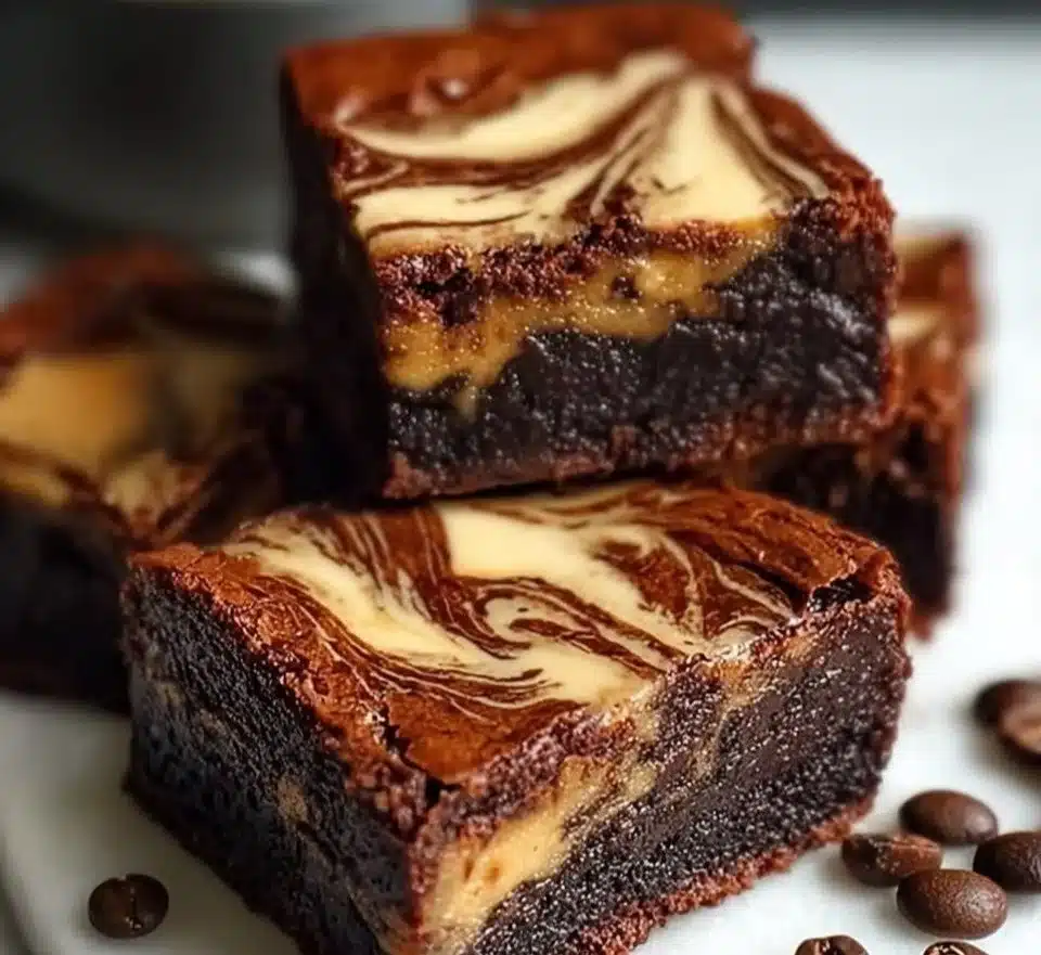 Delicious Vietnamese coffee brownies topped with chocolate drizzle