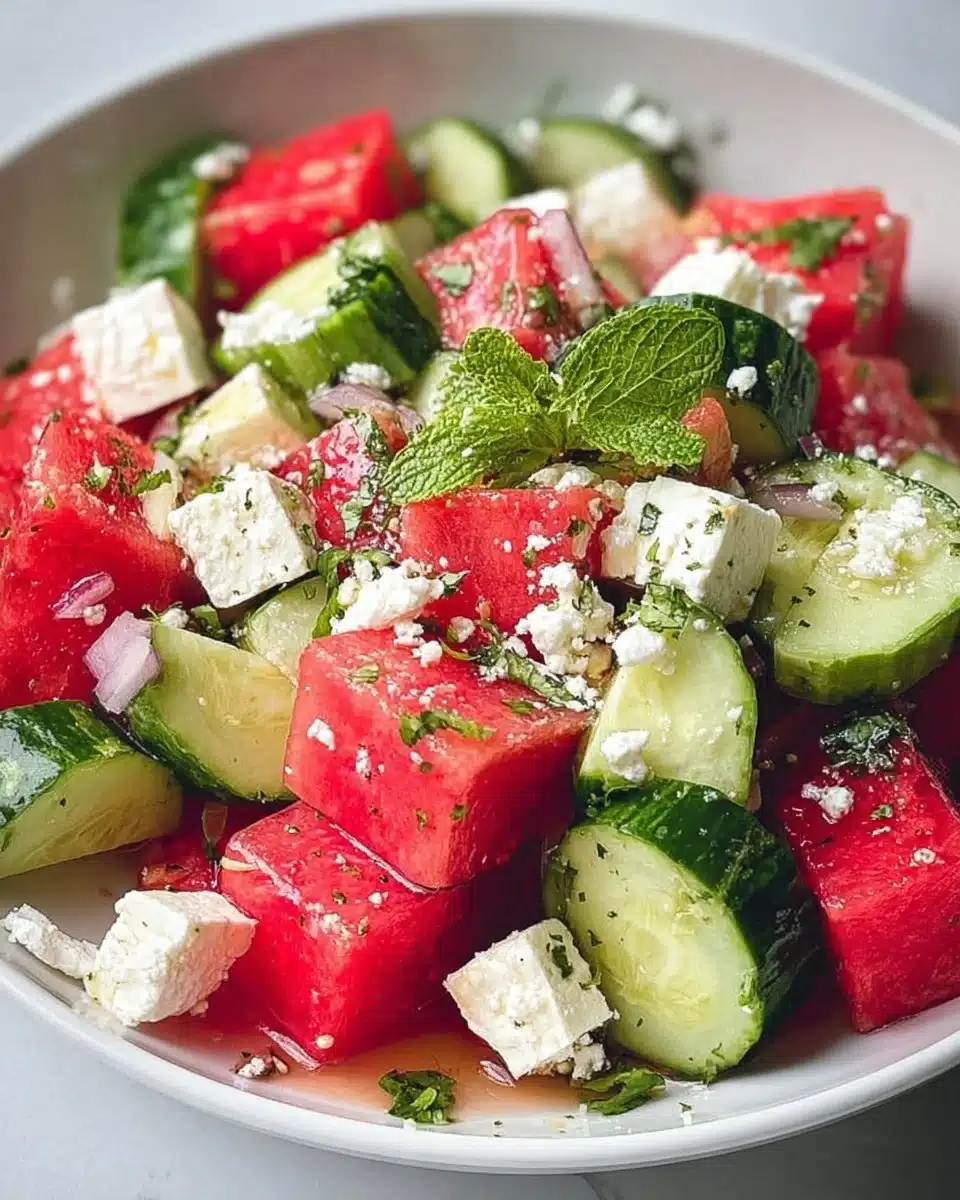 Watermelon Cucumber Feta Salad