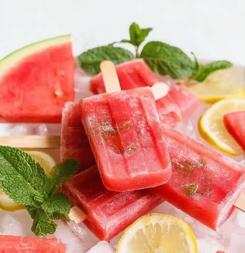 Watermelon Lemon Mint Popsicles