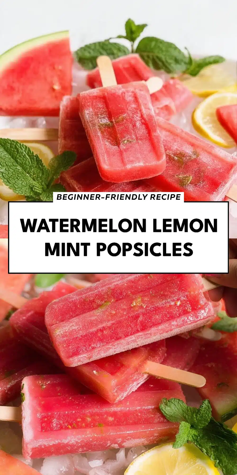 Watermelon Lemon Mint Popsicles