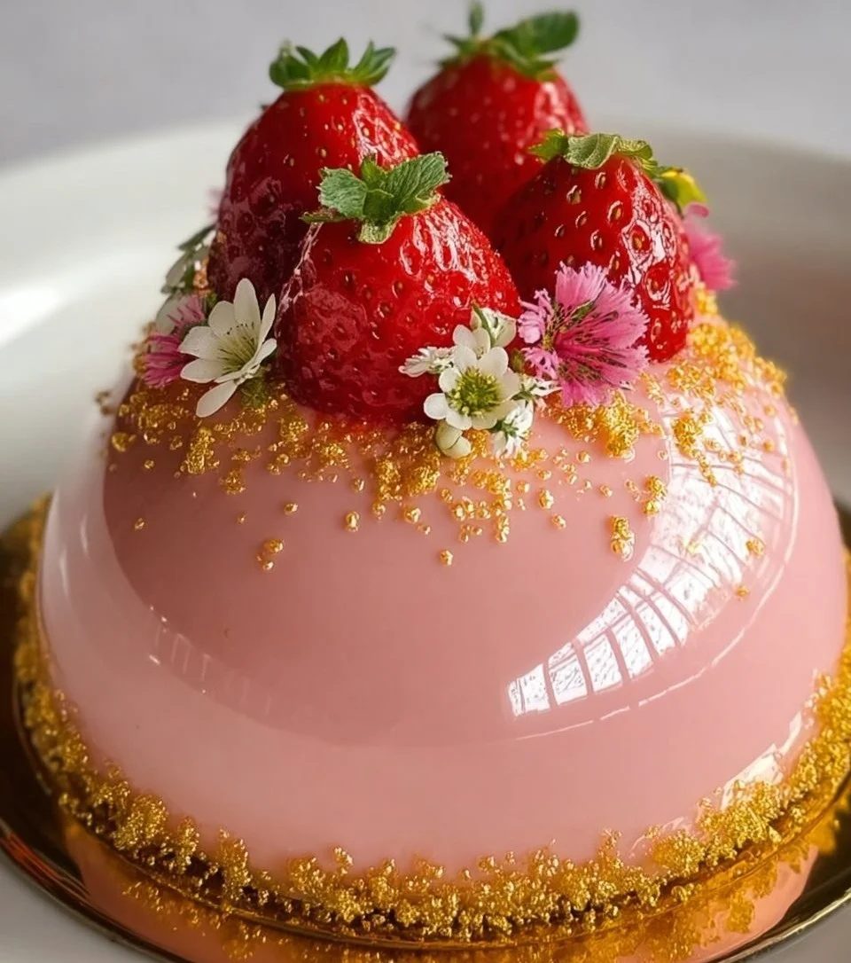 White Chocolate Strawberry Mousse Domes