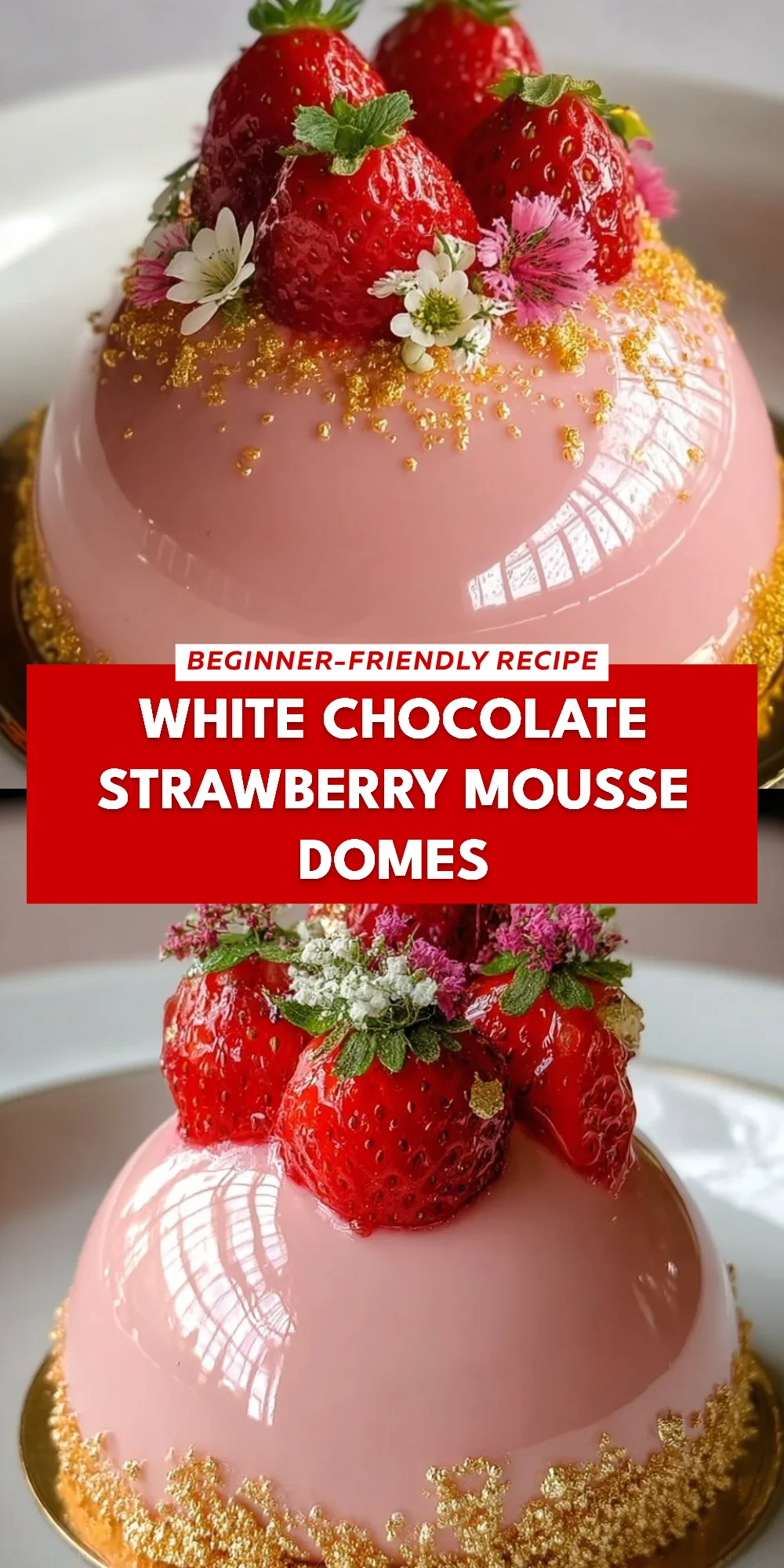 White Chocolate Strawberry Mousse Domes