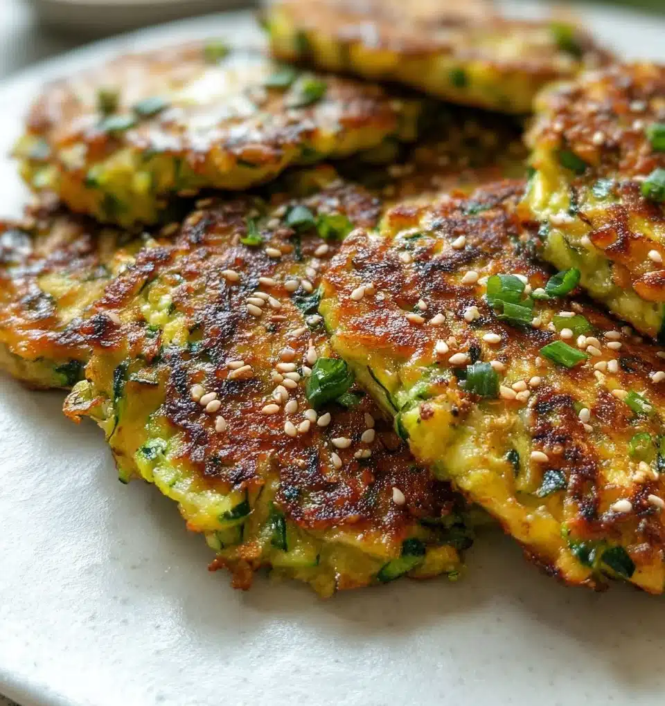 Zucchini Fritters with Toasted Sesame Seeds