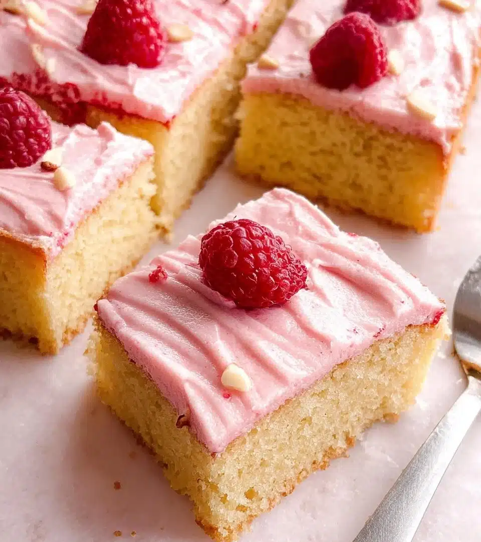 Delicious Almond Raspberry Cake garnished with fresh raspberries and almonds