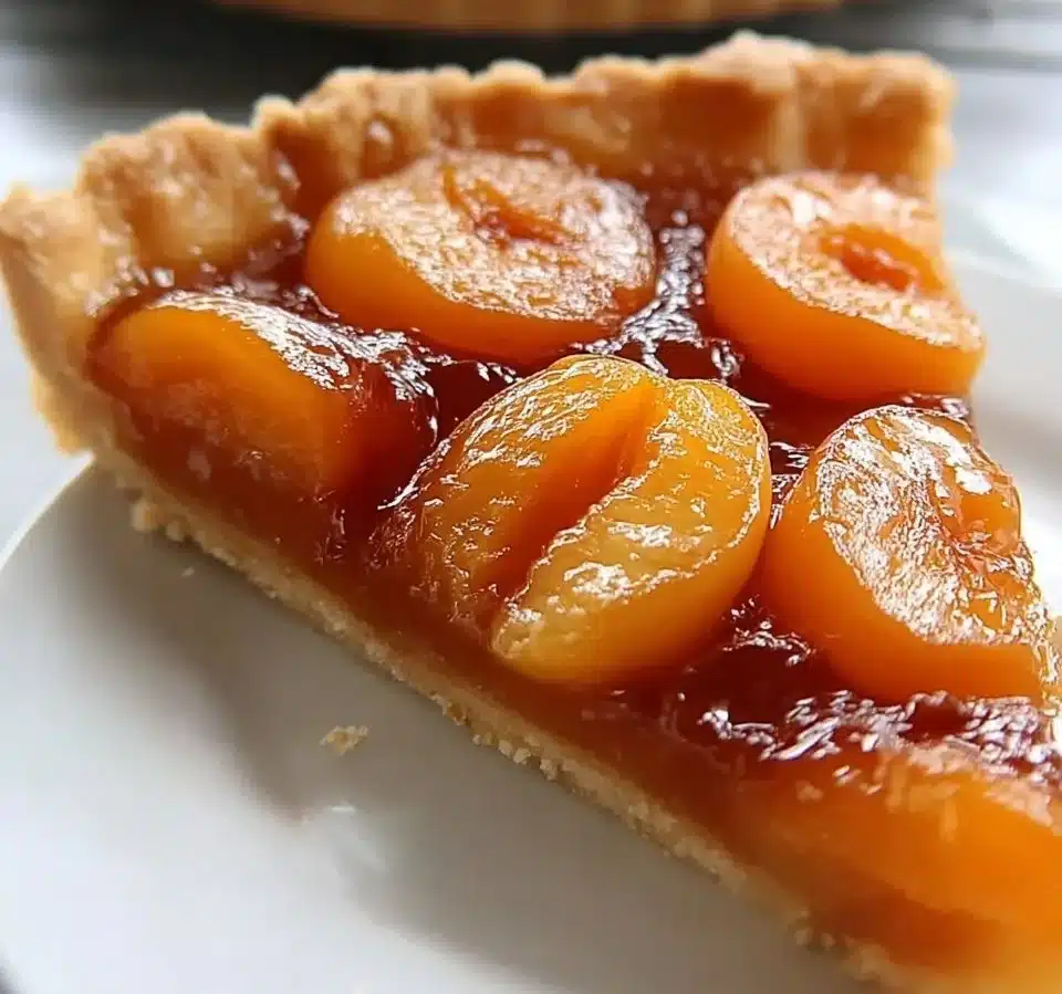 Delicious Apricot Almond Tart with a golden crust and fresh apricots on top