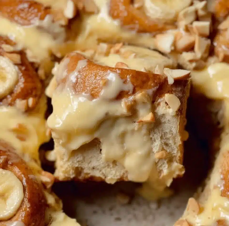Delicious Banana Pudding Rolls served on a dessert plate