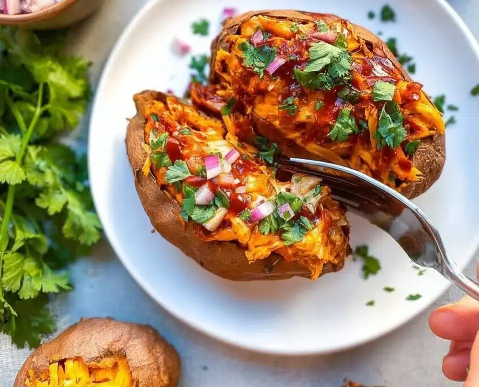 BBQ Chicken Stuffed Sweet Potatoes