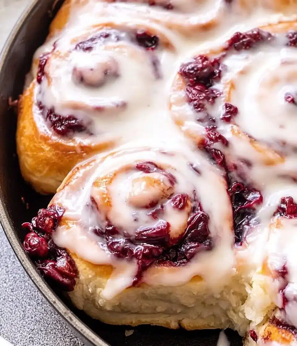 Delicious homemade blackberry vanilla rolls served on a plate