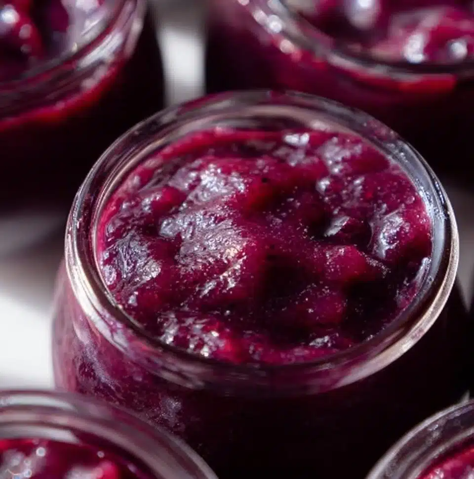 Delicious Blueberry Vanilla Applesauce in a bowl with fresh blueberries