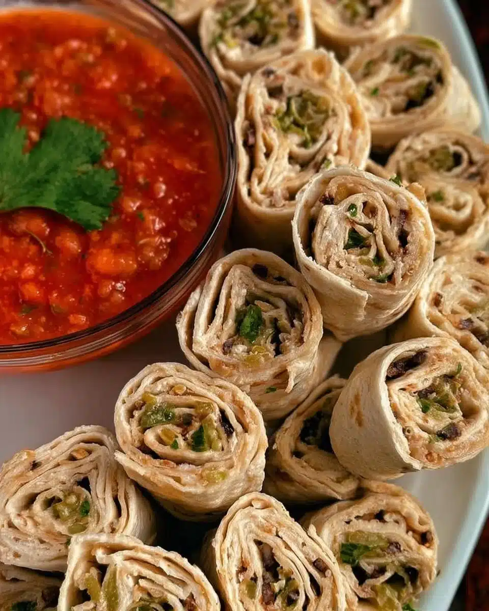 Delicious burrito roll ups filled with fresh ingredients ready to enjoy.