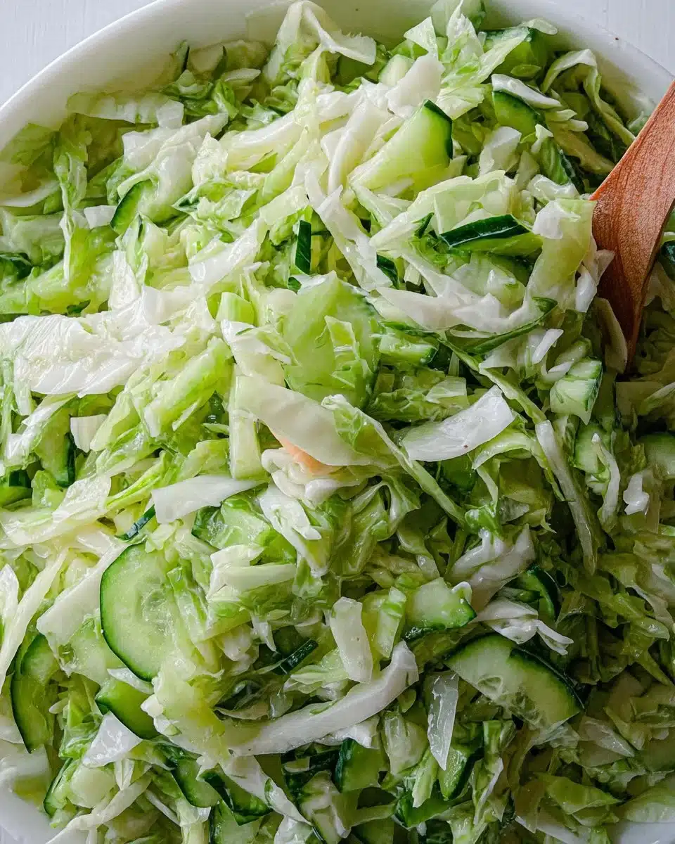 Delicious Cabbage and Cucumber Salad with fresh ingredients