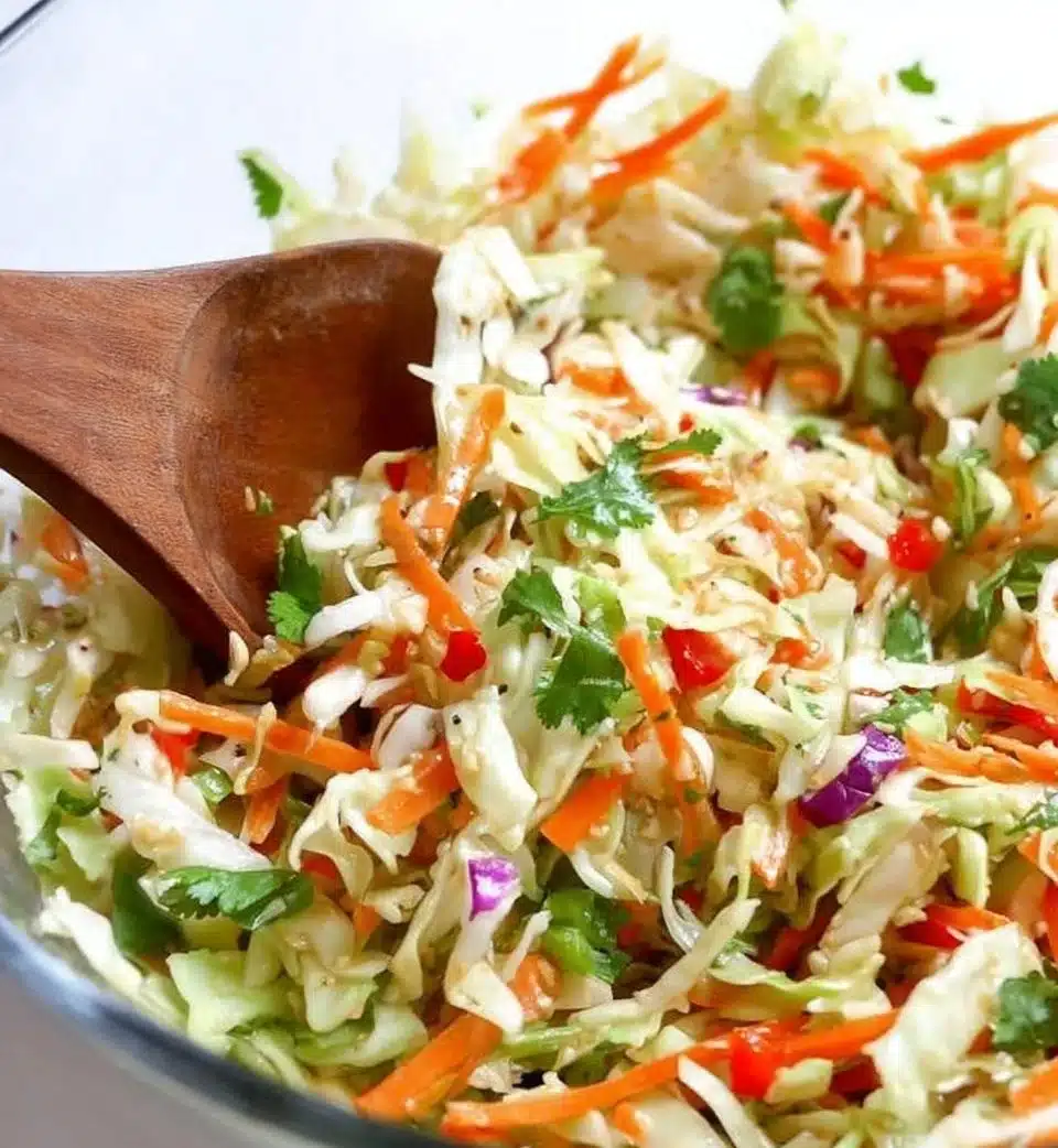 Crisp and colorful cabbage salad with fresh vegetables