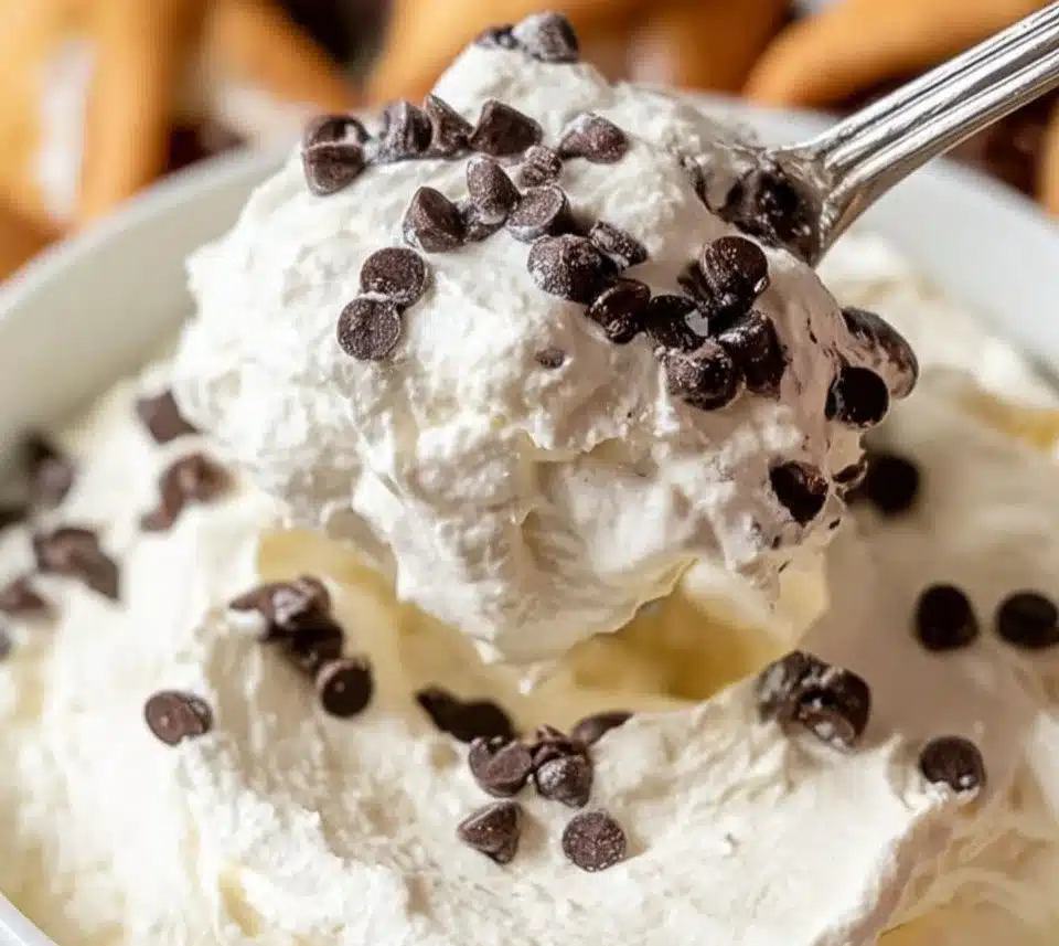 Delicious Cannoli Dip served with cinnamon-sugar tortilla chips