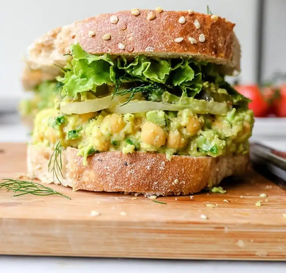 Chickpea Avocado Dill Pickle Sandwiches