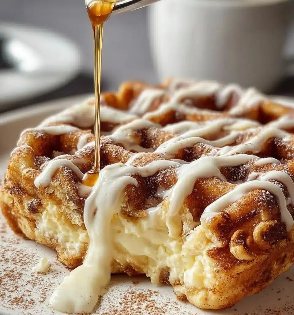 Cinnamon Roll Waffles Cream Cheese