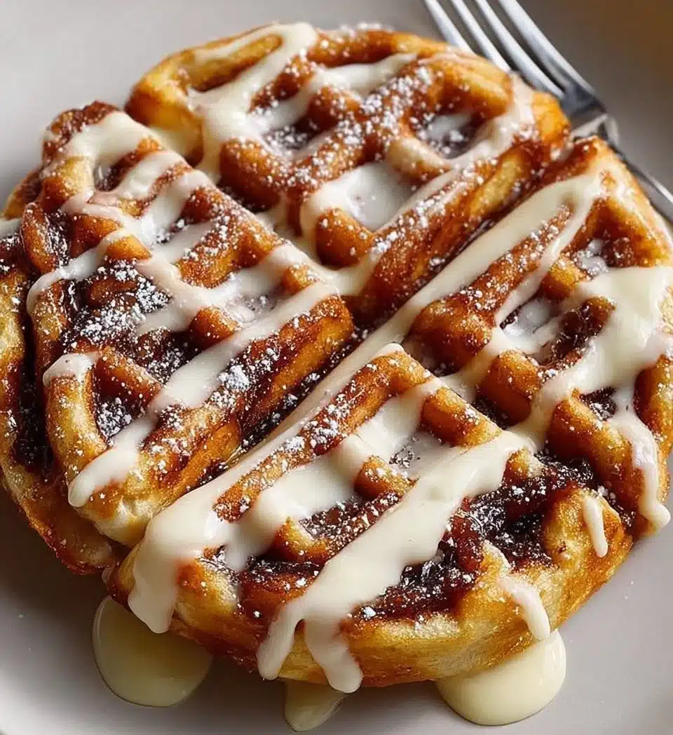 Cinnamon Roll Waffles Cream Cheese
