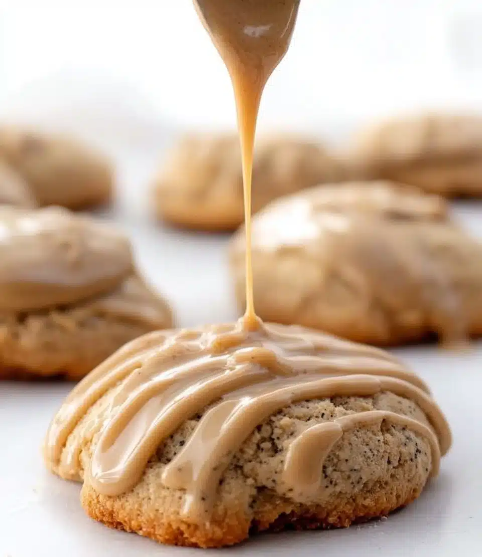 Delicious coffee glazed sugar cookies on a plate