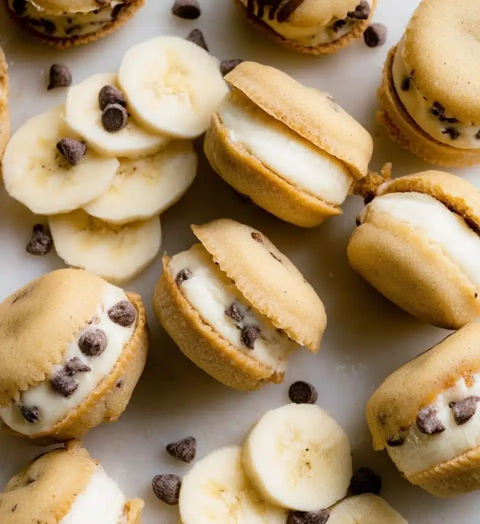 Delicious cookie dough banana sandwiches served on a plate.