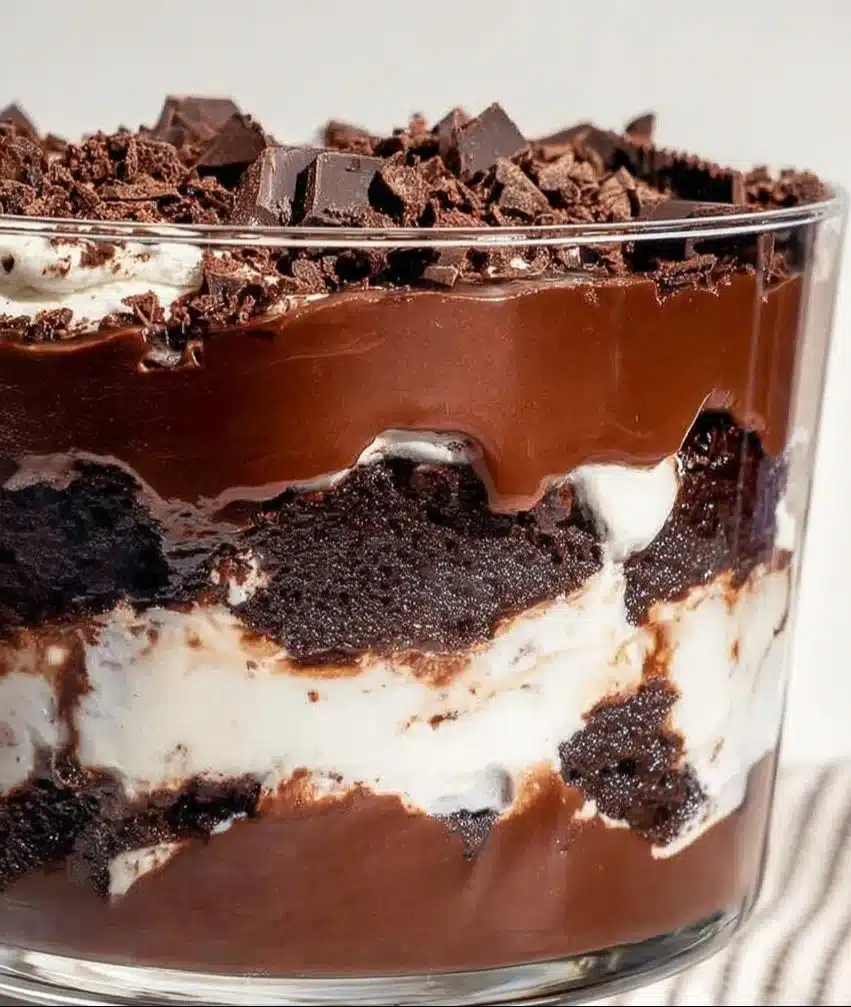 Delicious Death By Chocolate dessert with layers of rich chocolate decadence.