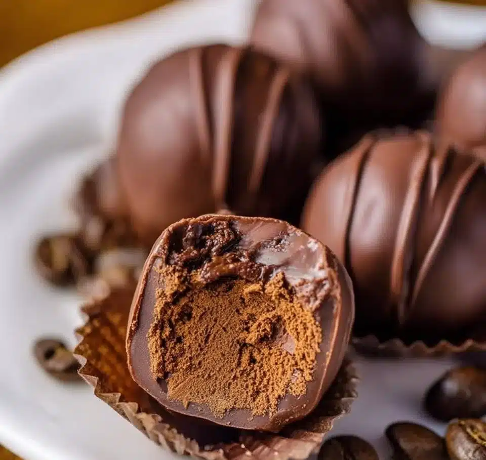 Delicious Espresso Chocolate Truffles garnished with coffee beans