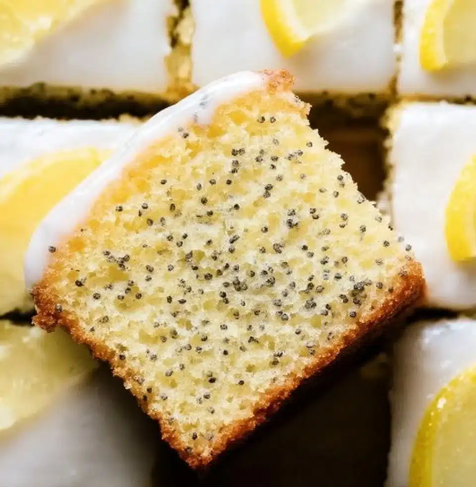 Delicious Lemon Poppy Seed Cake with poppy seeds and lemon glaze