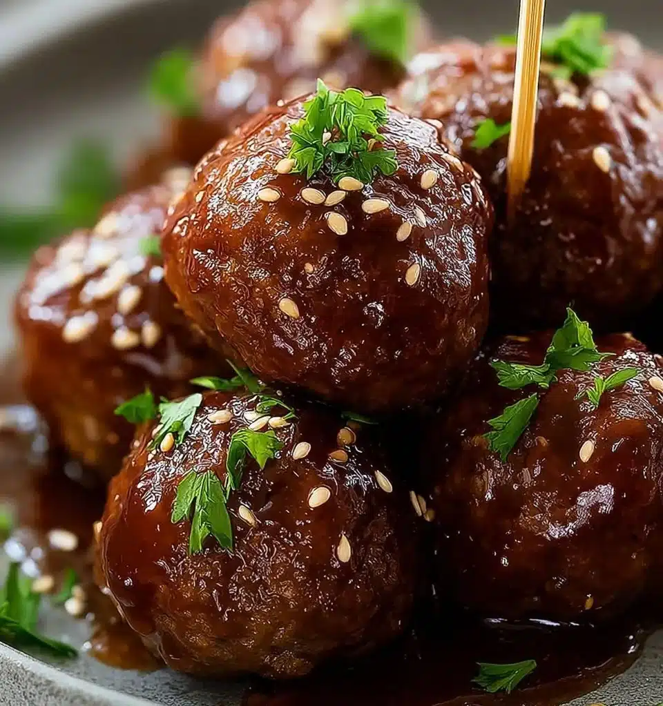 Delicious homemade meatballs served on a plate with marinara sauce.
