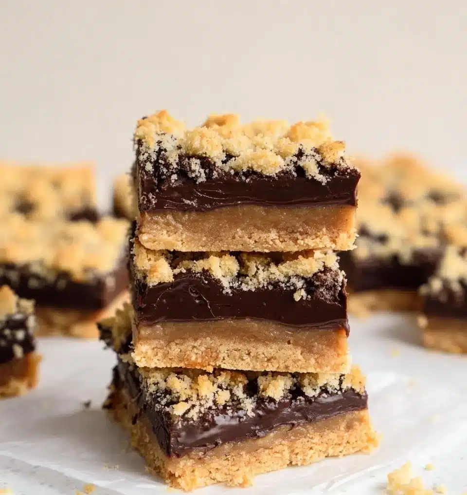 Homemade oatmeal fudge bars topped with rich chocolate and oats