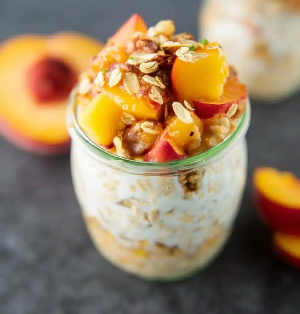 Peach Cobbler Overnight Oats