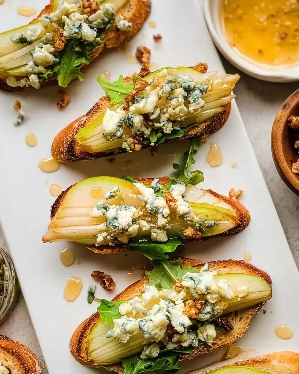 Pear and Blue Cheese Crostini