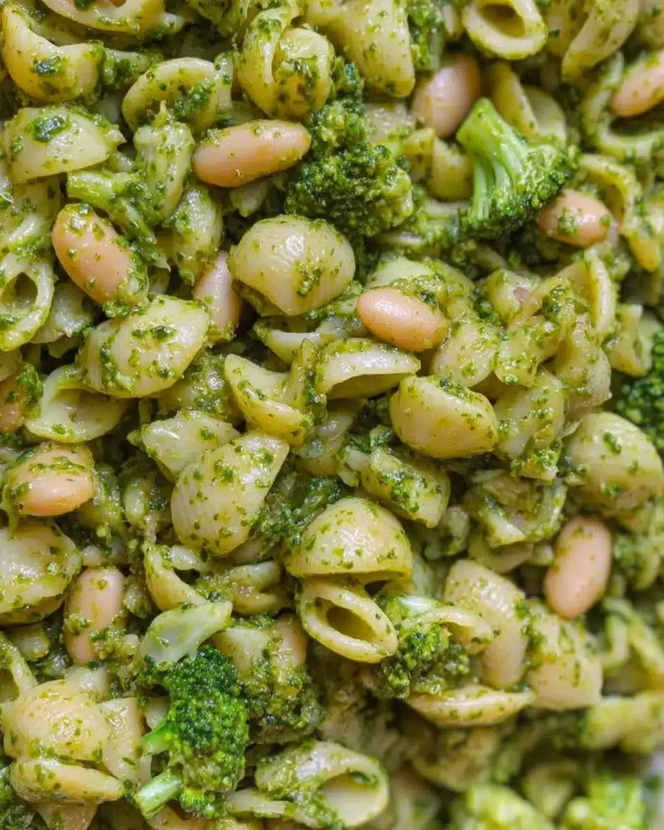 Pesto Pasta with Broccoli and White Beans