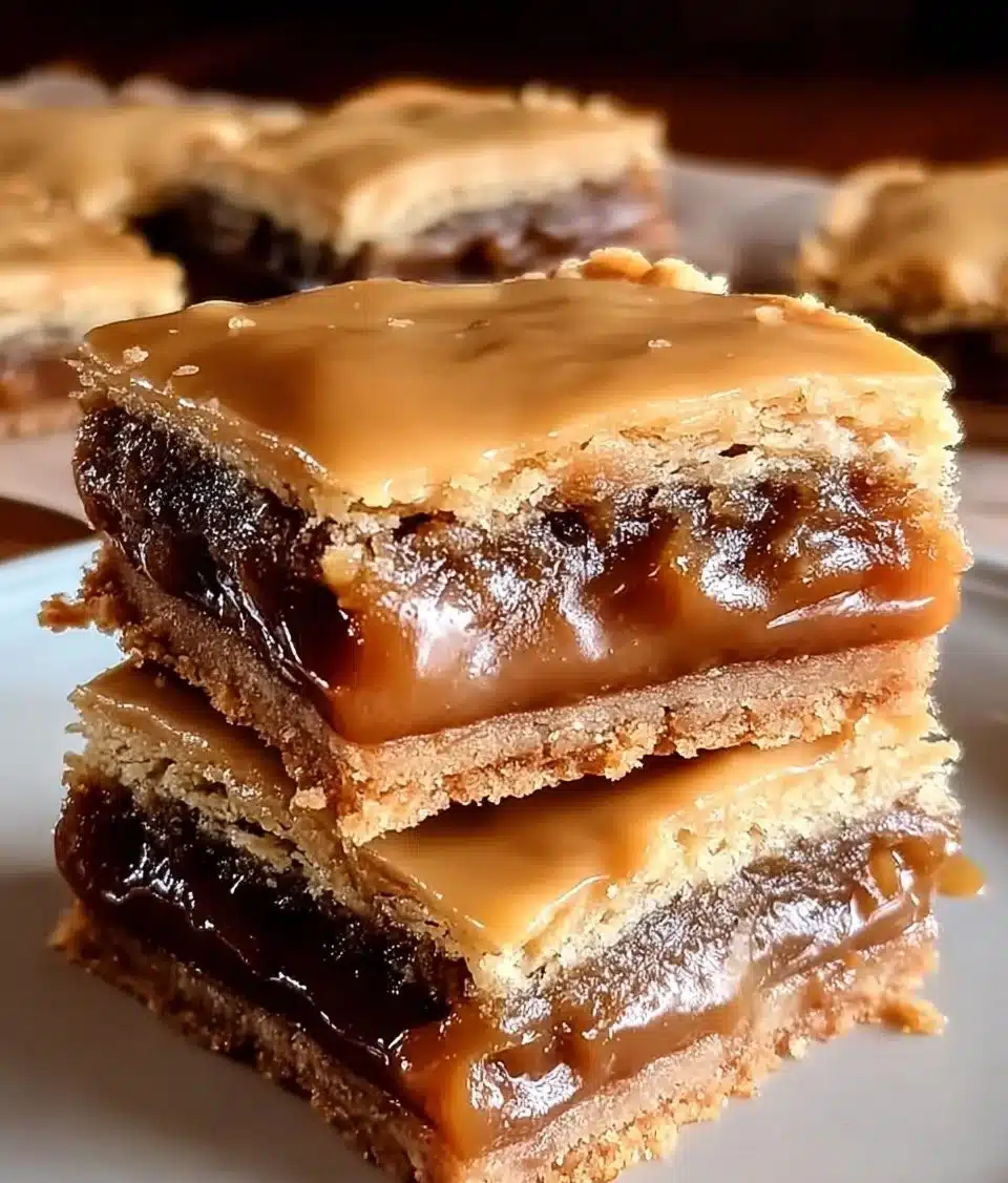 Delicious salted caramel brown sugar pop tart cookie bars on a plate