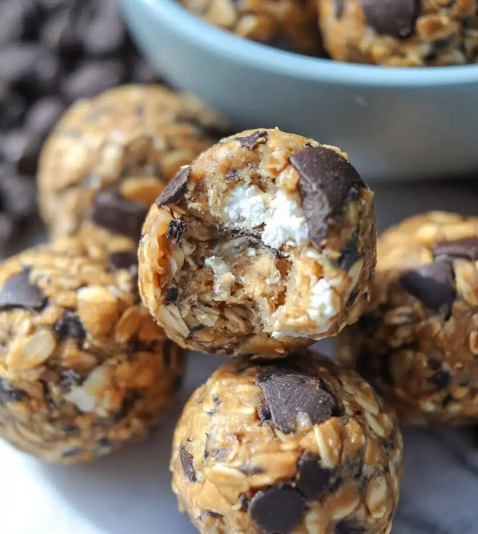 Delicious smores energy bites made with chocolate and graham crackers.