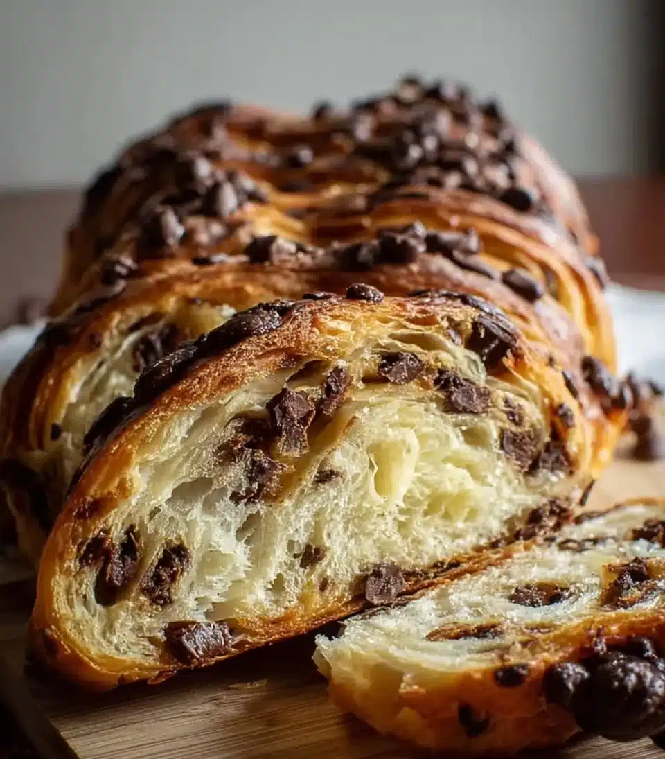 Sourdough chocolate chip croissant bread bites on a plate, perfect for snacking.