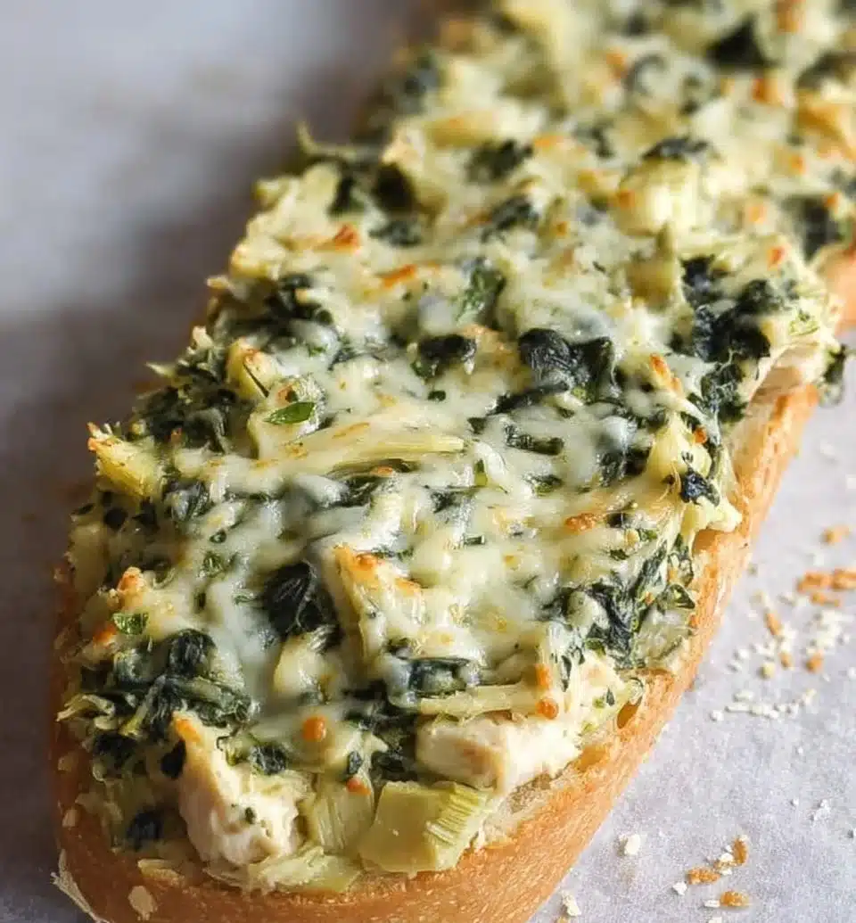 Spinach Artichoke French Bread Pizza