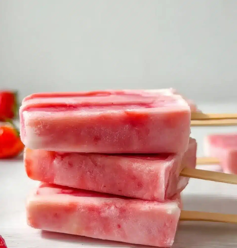 Strawberry Lemonade Greek Yogurt Popsicles