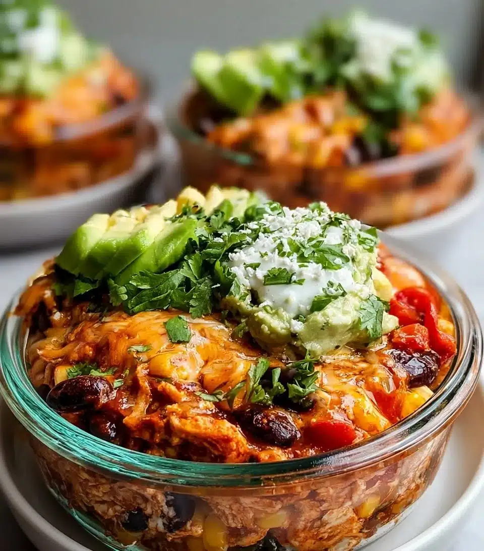 Delicious Chicken Cottage Cheese Enchilada Bowls ready to serve.