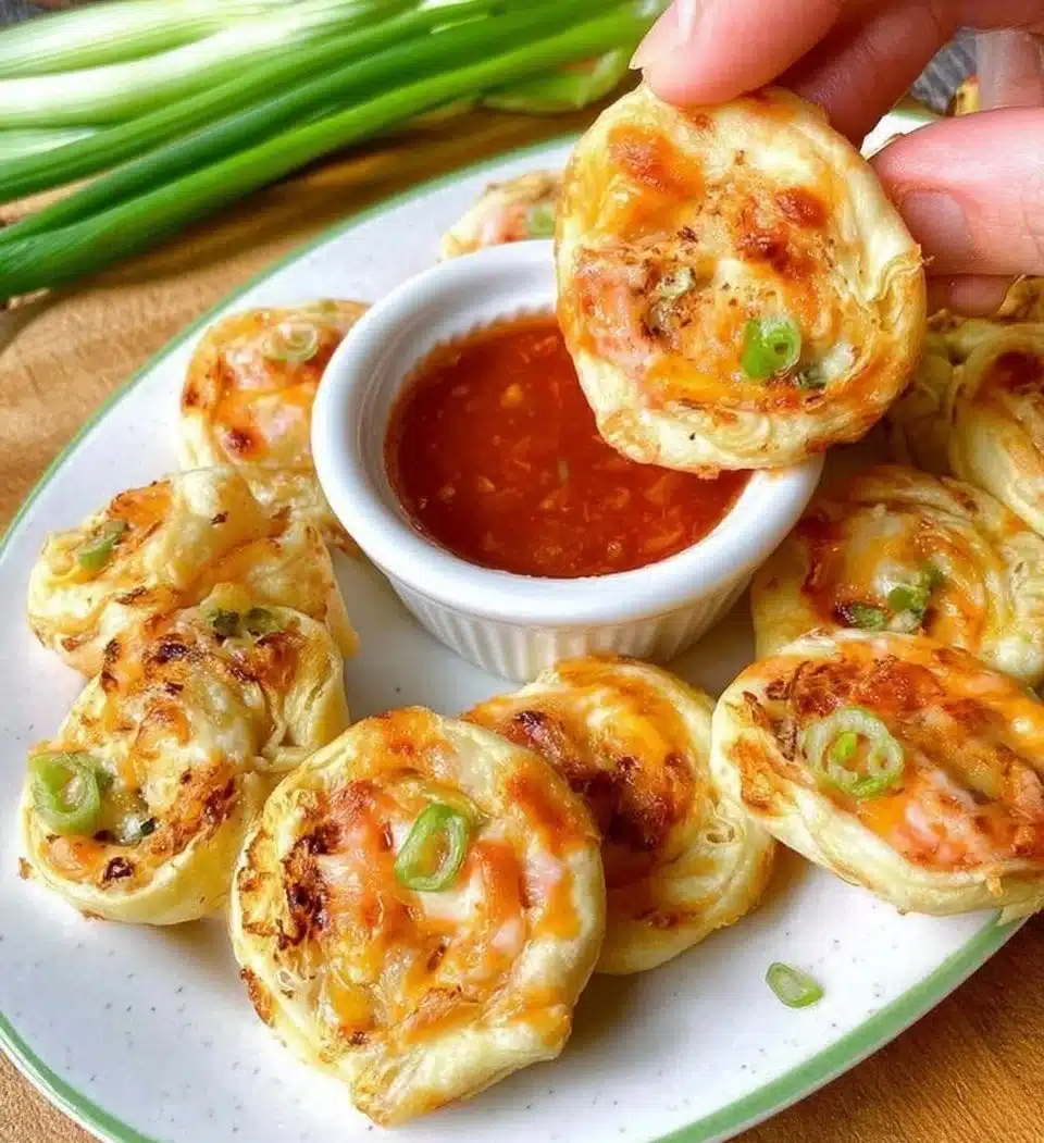Delicious Crab Rangoon pinwheels served on a platter