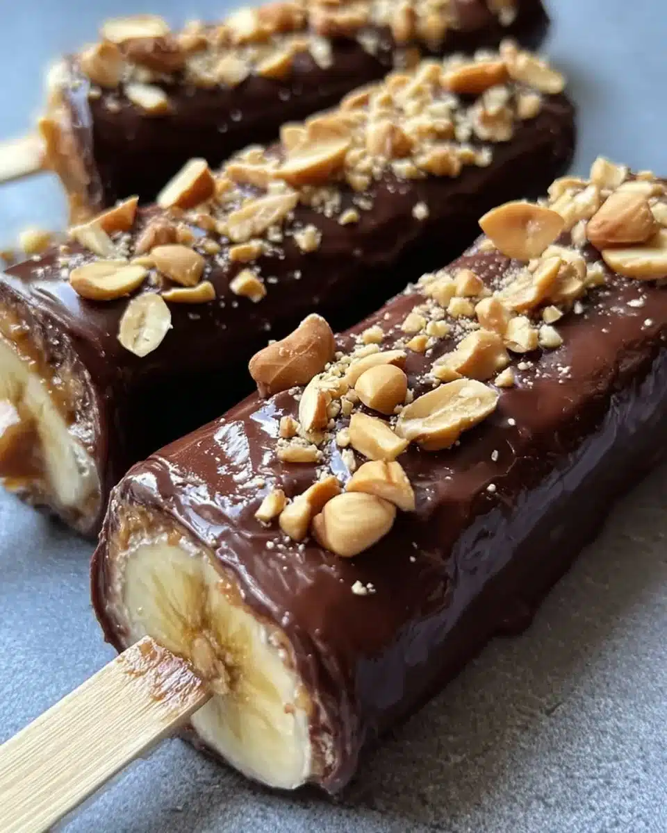 Frozen Banana Snickers dessert ready to enjoy on a warm day