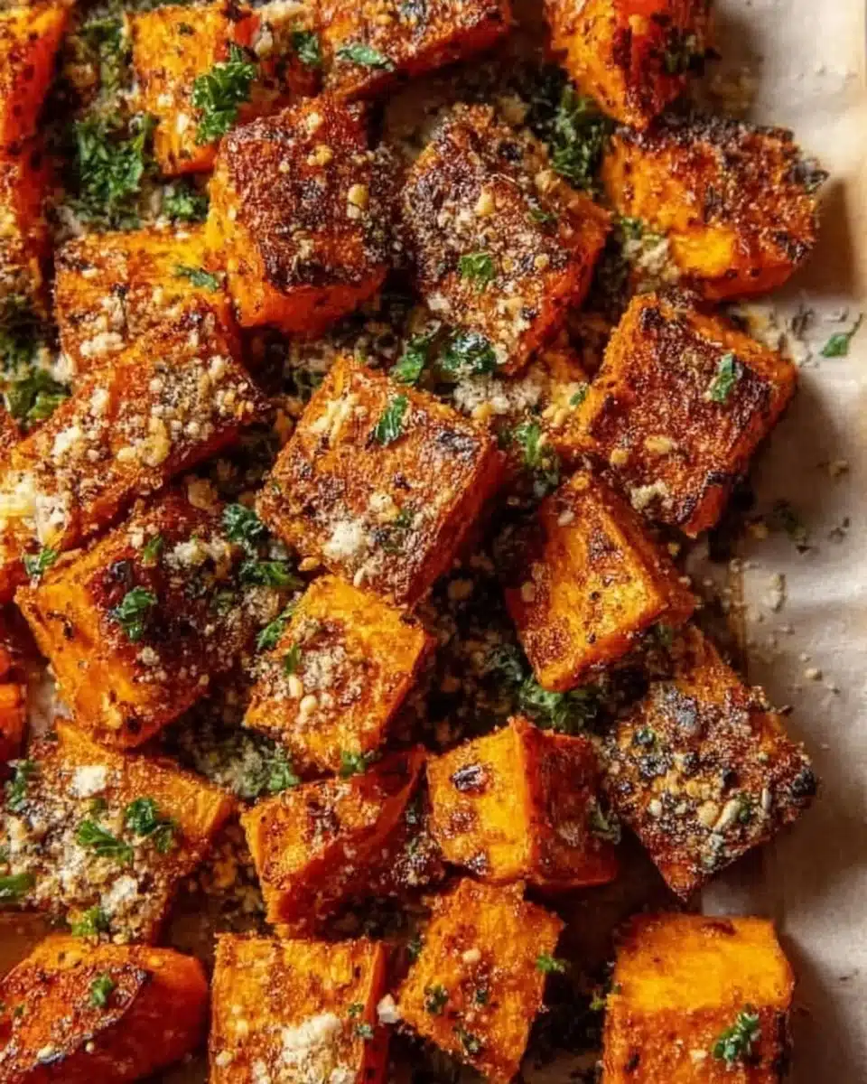 Garlic Parmesan Sweet Potatoes