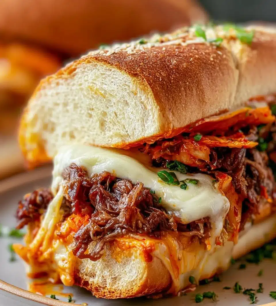Delicious Kimchi Bulgogi Cheesesteak with vibrant flavors and fresh ingredients