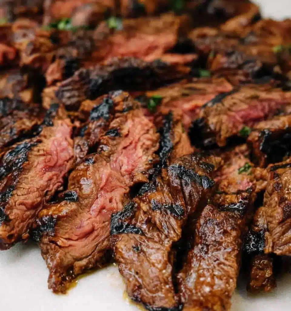 Juicy skirt steak grilled to perfection with herbs and spices.
