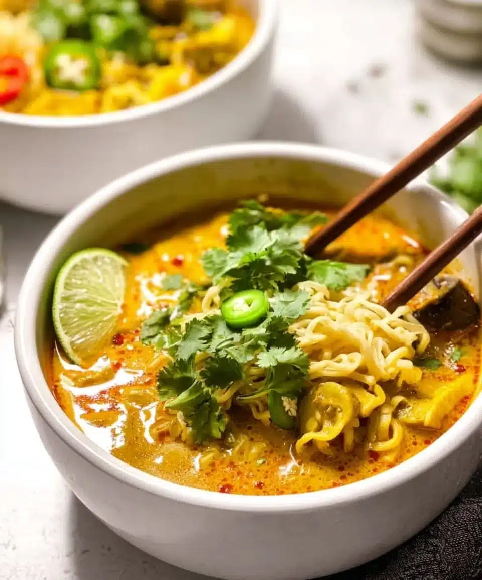 A bowl of colorful vegan curry with vegetables and spices