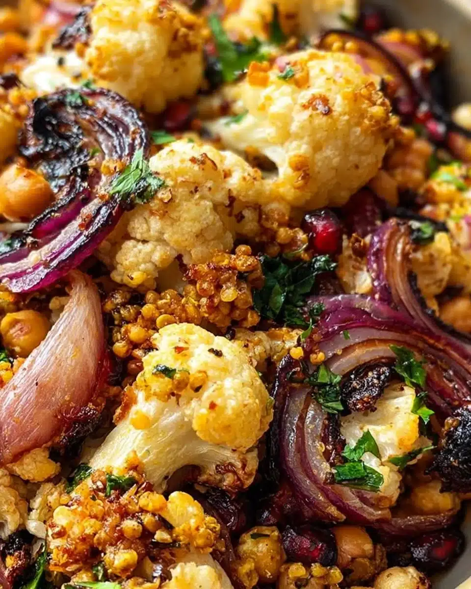 Delicious Cauliflower Shawarma Bowl with fresh vegetables and tahini sauce