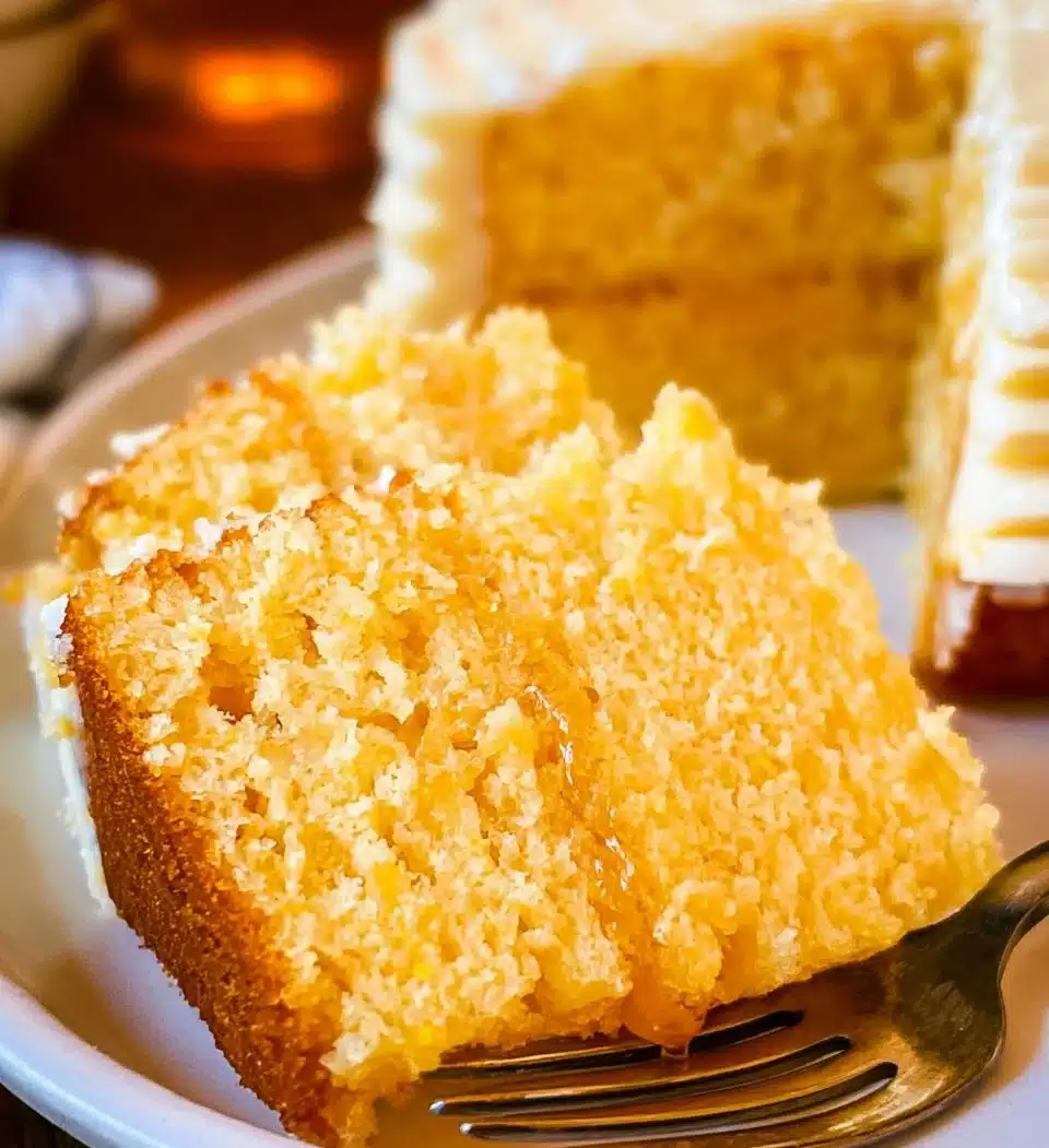Delicious homemade cornbread cake served on a plate